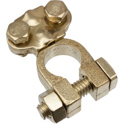 Universal Battery Terminal Connector, Brass-metal, Heavy-Duty with Mounting Hardware
