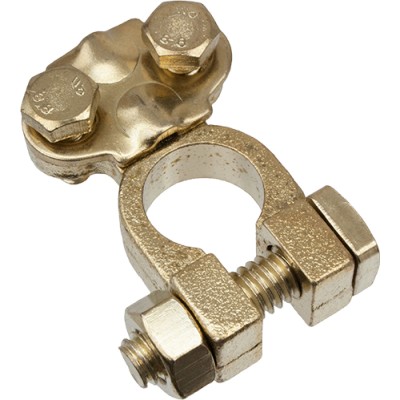 Universal Battery Terminal Connector, Brass-metal, Heavy-Duty with Mounting Hardware
