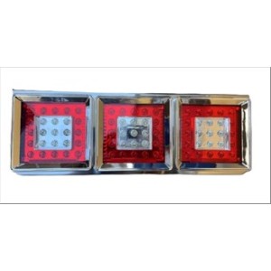 LED TAIL LAMP DM-A-080 3-Piece Chrome Set for Truck & Trailer | Heavy Duty Rear Brake, Indicator & Reverse Light