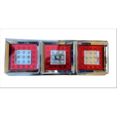 LED TAIL LAMP DM-A-080 3-Piece Chrome Set for Truck & Trailer | Heavy Duty Rear Brake, Indicator & Reverse Light