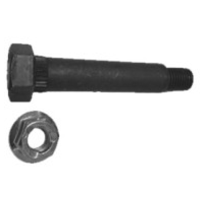 7/16"-20 Trailer Shackle Shoulder Bolt | Step-Down, Blackened with Flanged Lock Nut